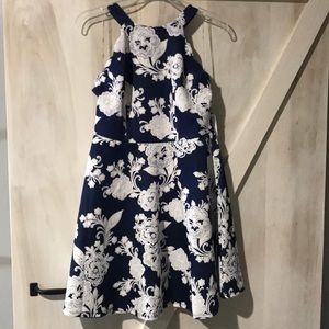 Navy and white dress